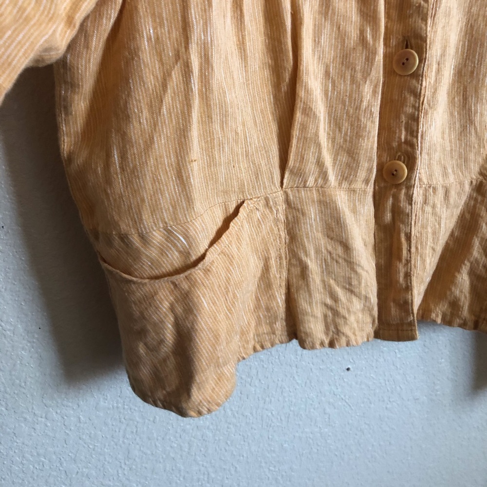 Flax II Crop Button Up Blouse Top - Picture 6 of 6
